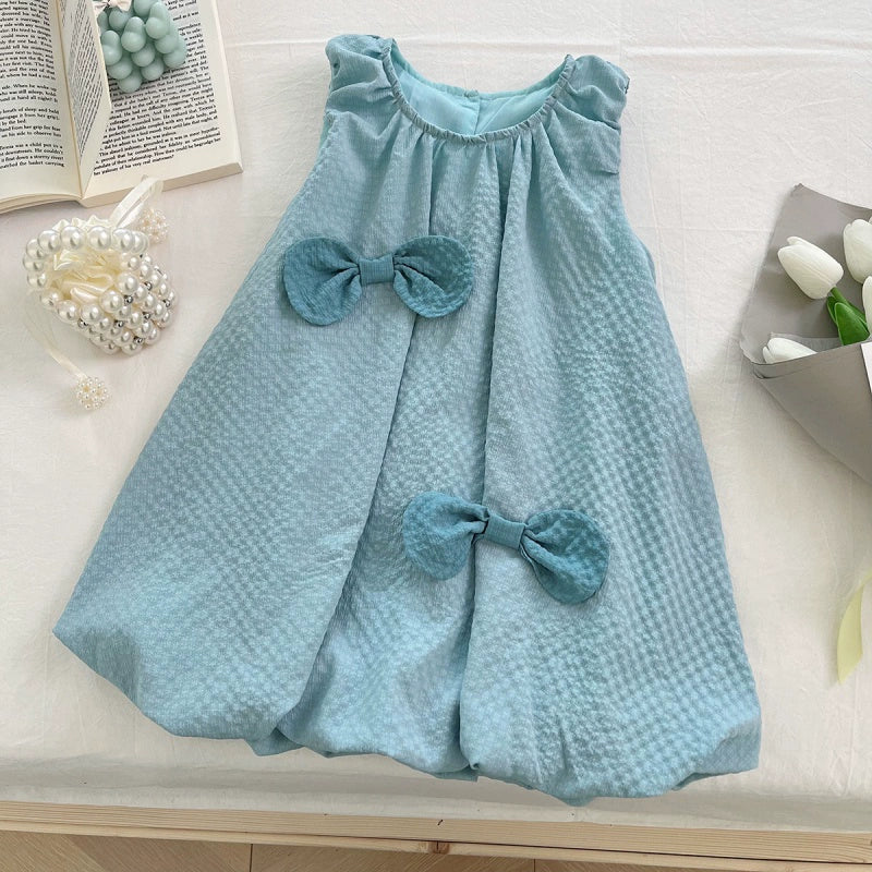 Summer K-style Sleeveless Vest Dress Baby Bows