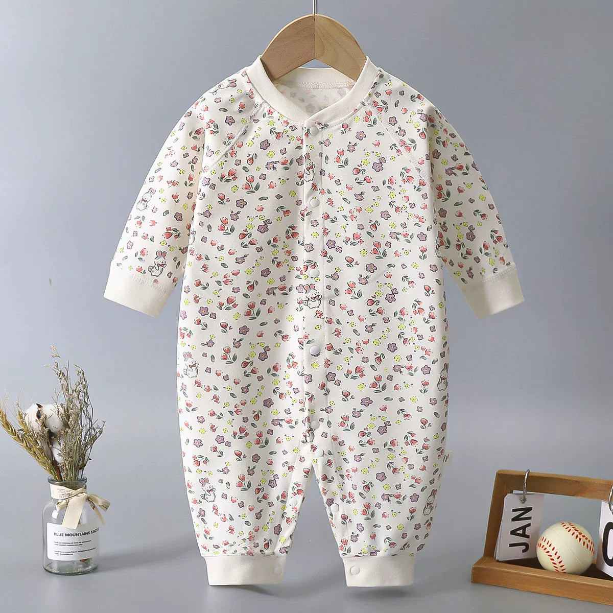 Newborn Baby Spring Autumn Pure Cotton Long Sleeves Jumpsuit Romper