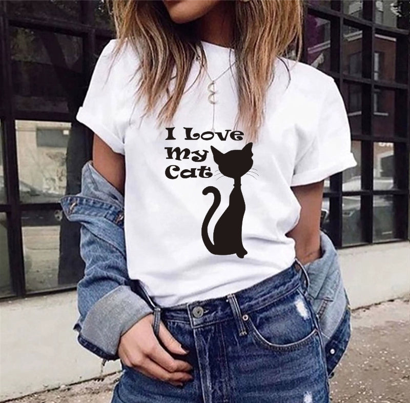 T-Shirts Short Sleeves Round Neck Cartoon Printing Comfortable