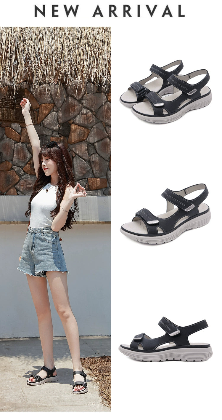 One-Strap Comfortable Sports Velcro Mid-Heel Lightweight Sandals