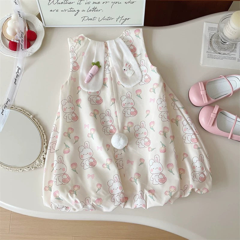 Summer K-style Sleeveless Vest Dress Baby Bows
