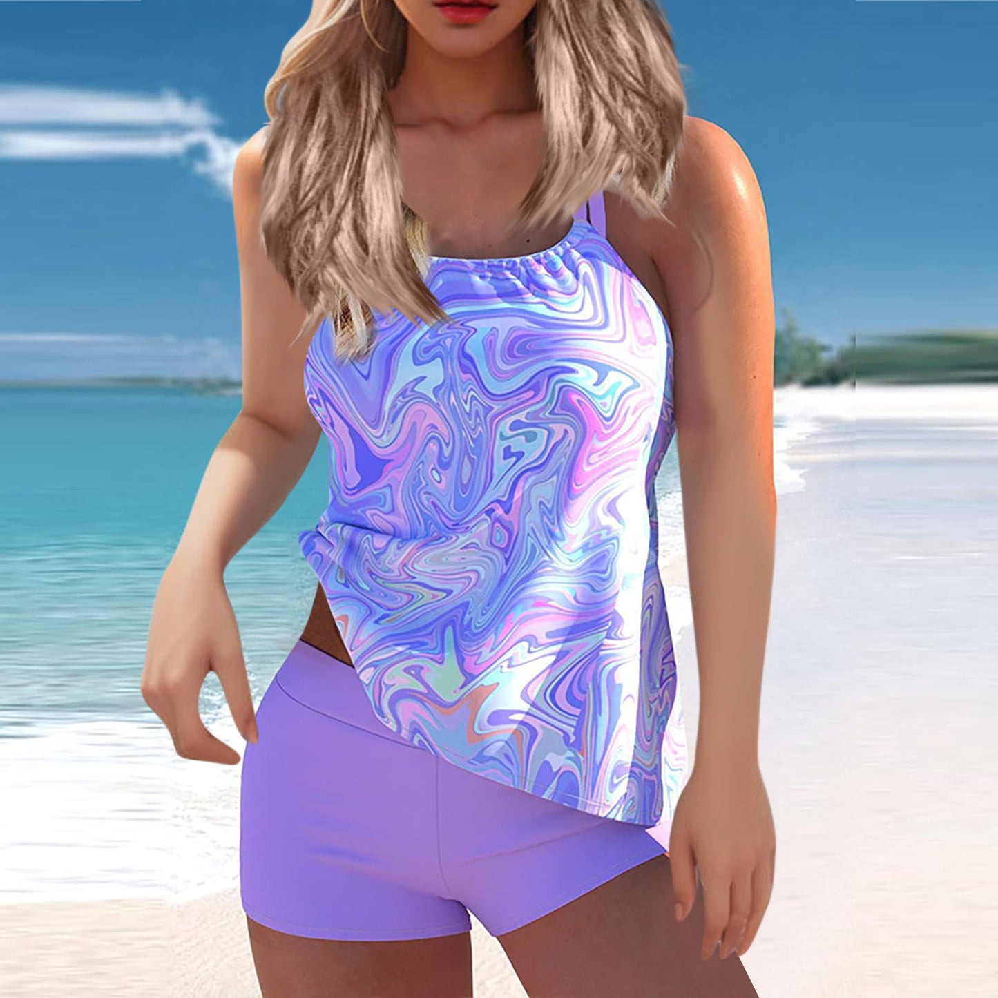 Women Swimsuit Separate Boxer plus Size