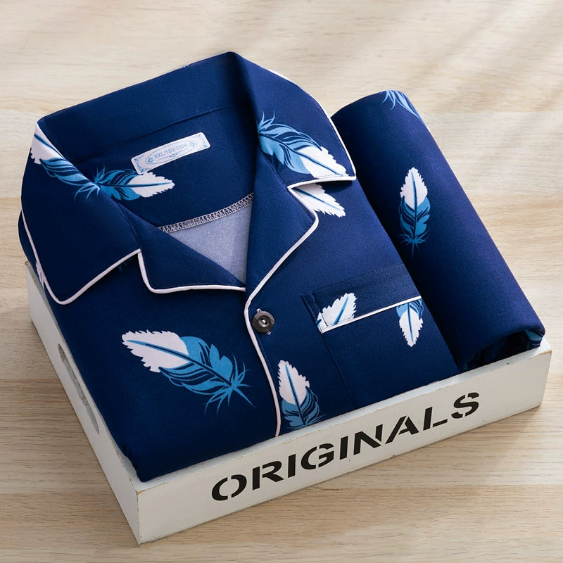 Men's Pajamas Cotton Long sleeve Trousers Two-piece Set