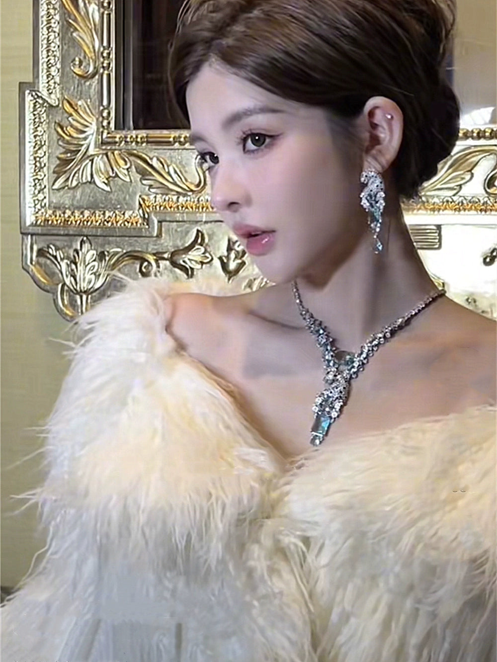 Jewelry Classy Elegant Luxury Zircon Necklace Earrings Leopard Head
