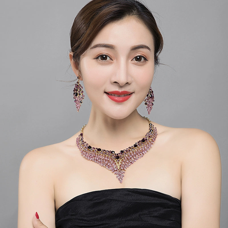 Women's Geometric European and American-Style Luxury Gemstone Necklace Dress