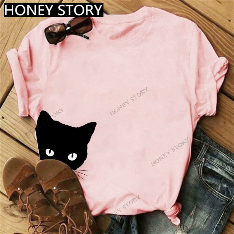 Short Sleeve T-Shirts Round Neck Cartoon Printing Comfortable