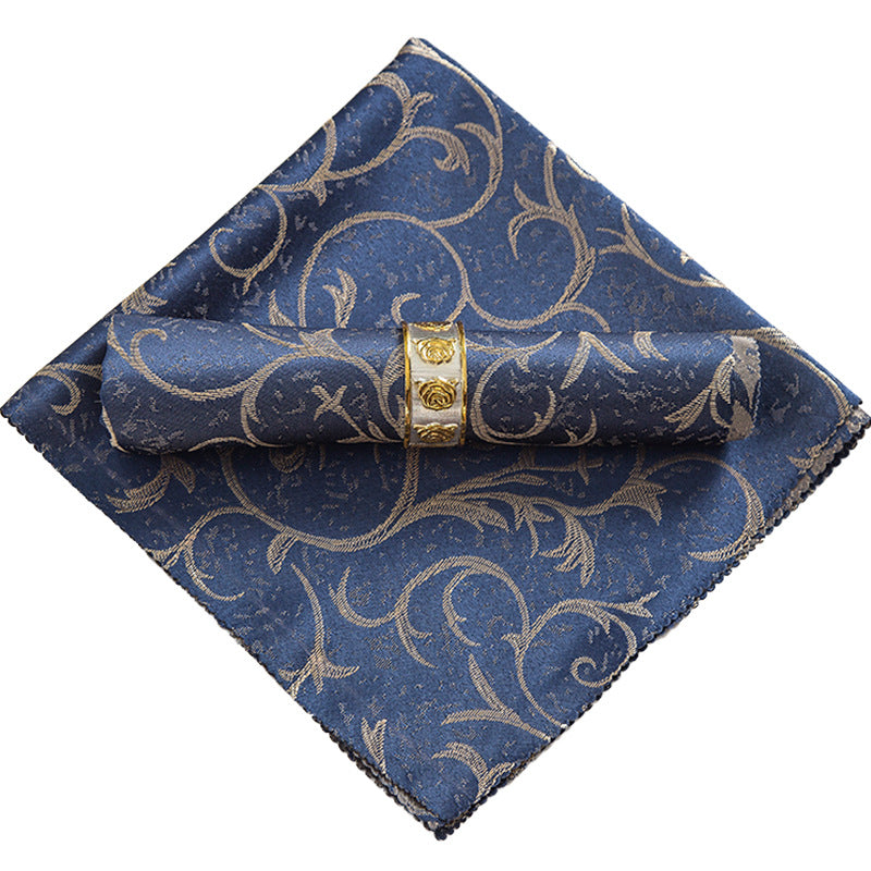 10-Piece High-End Jacquard Napkin Cloth and Rings Home Restaurant Banquet Napkin Cloth 48 * 48cm
