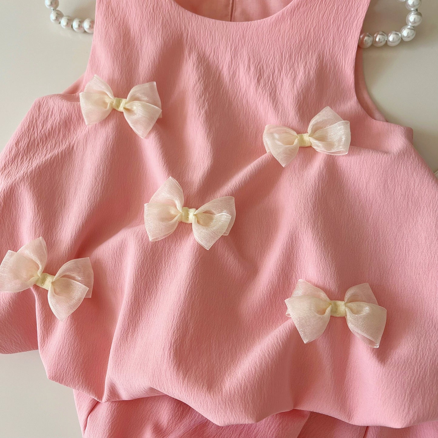 Summer K-style Sleeveless Vest Dress Baby Bows