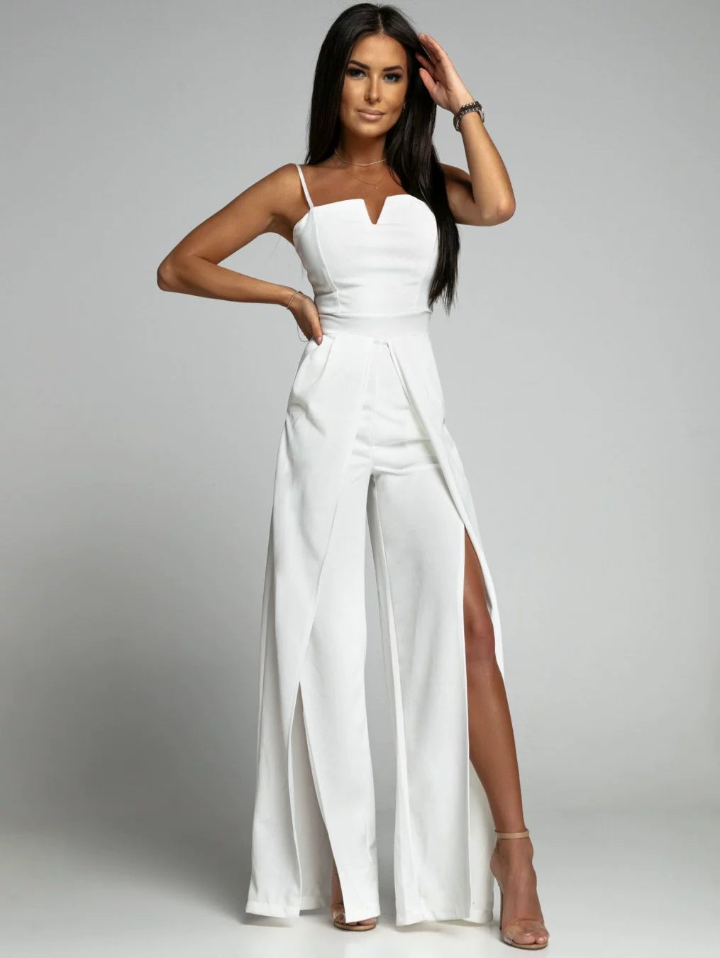 Fashion Suspender Waist-Tight Straight-leg Jumpsuit