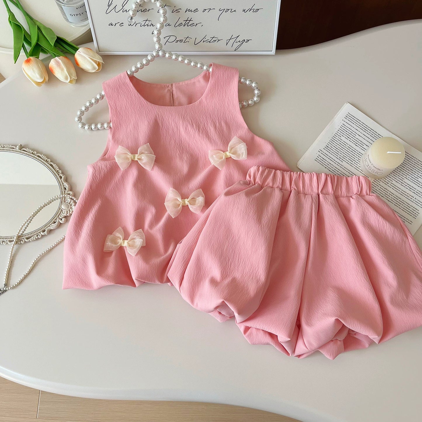 Summer K-style Sleeveless Vest Dress Baby Bows