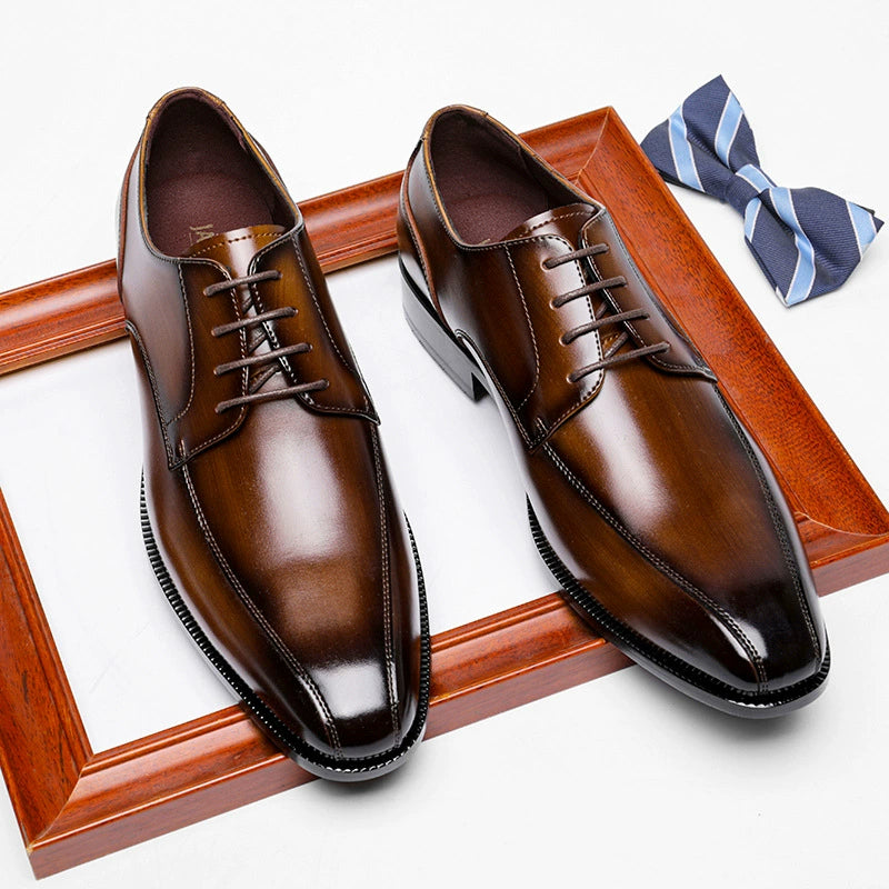 Men's Breathable Square Toe Leather Shoes