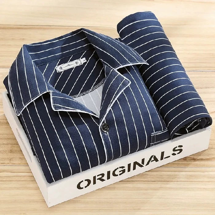 Men's Pajamas Sleepwear Long Sleeves Pants Two-piece Set Pure Cotton