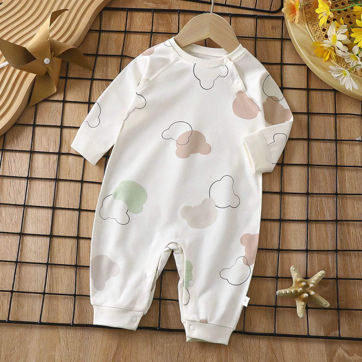 Newborn Baby Spring Autumn Pure Cotton Long Sleeves Jumpsuit Romper