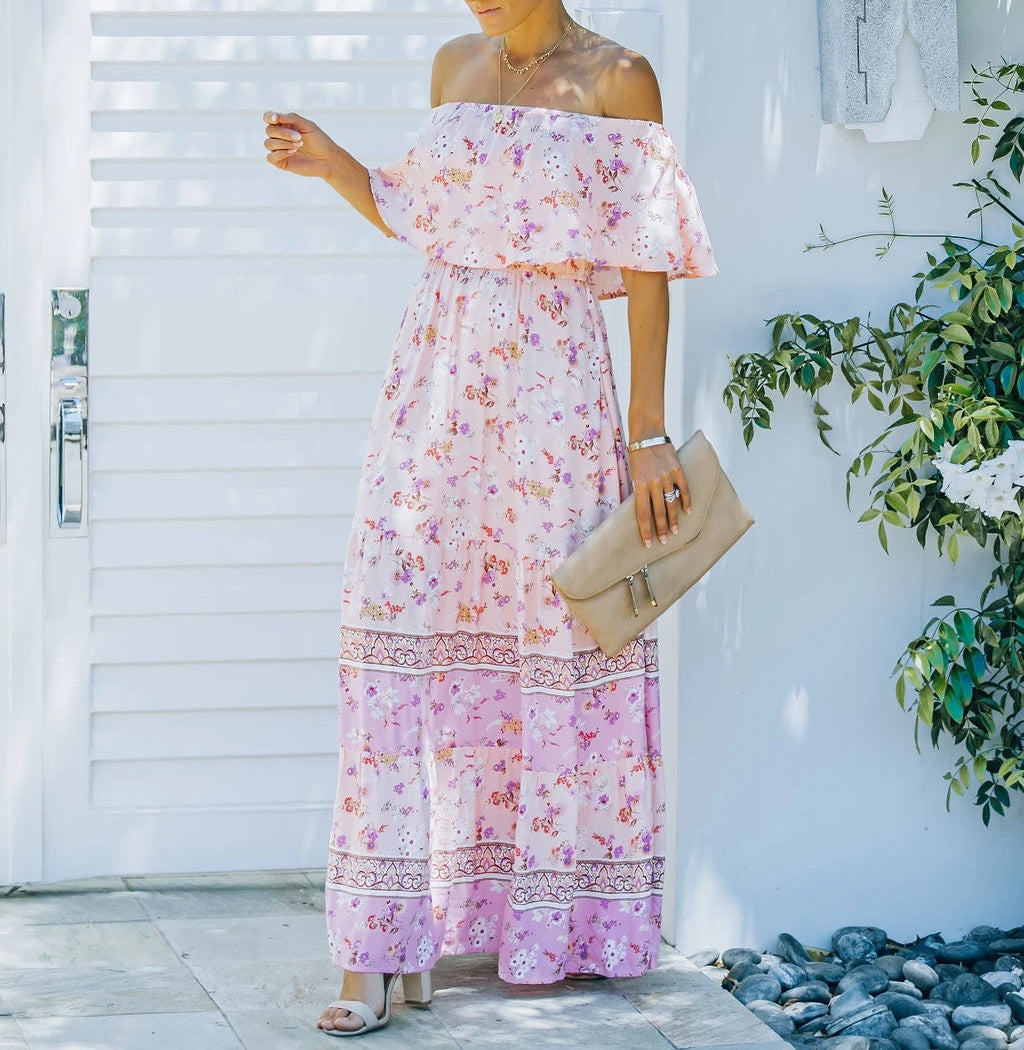 Women Summer Sexy Tie-Dye Stitching Print Dress