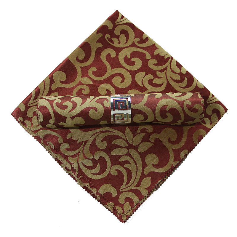 10-Piece High-End Jacquard Napkin Cloth and Rings Home Restaurant Banquet Napkin Cloth 48 * 48cm
