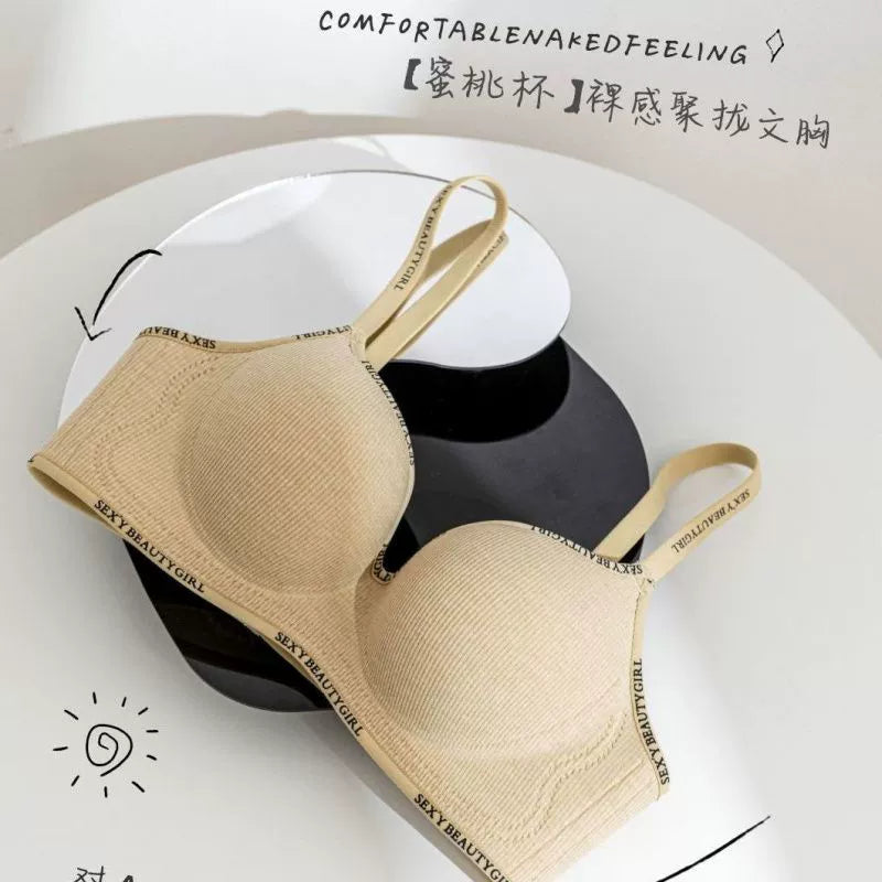 Small Chest Push-up No Steel Ring Non Slip Half Cup Glossy Underwear