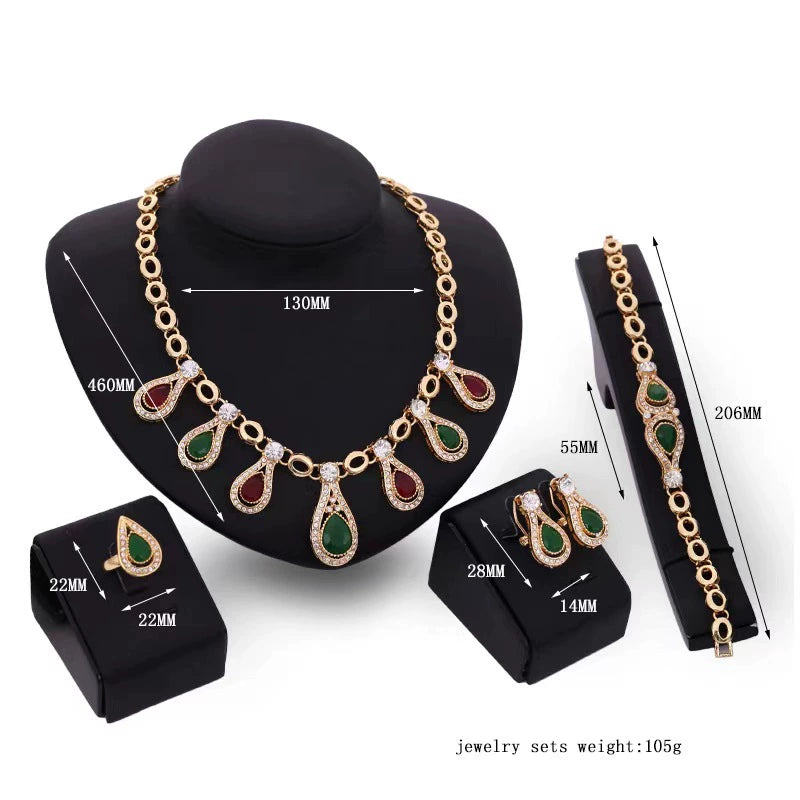 Fashion Inlaid Jewel Rhinestone Clavicle Chain Women's Banquet Earrings