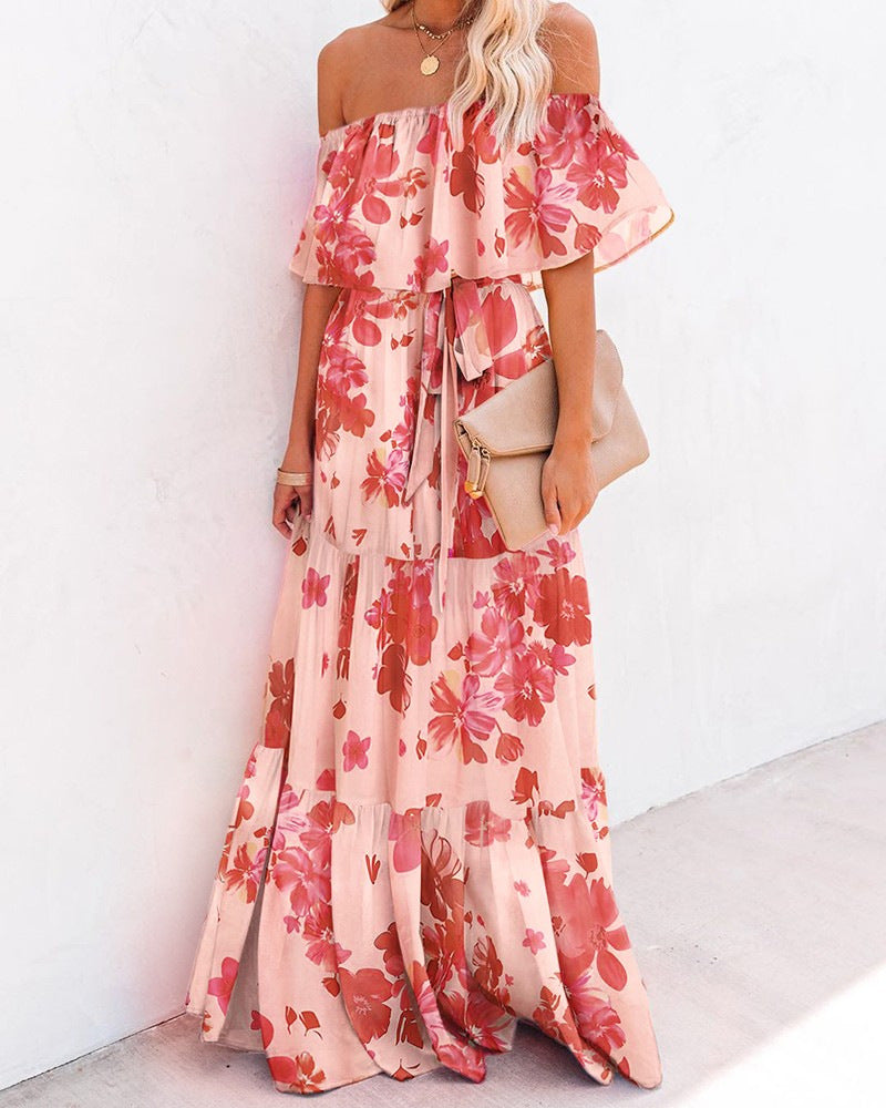 Women Summer Sexy Tie-Dye Stitching Print Dress