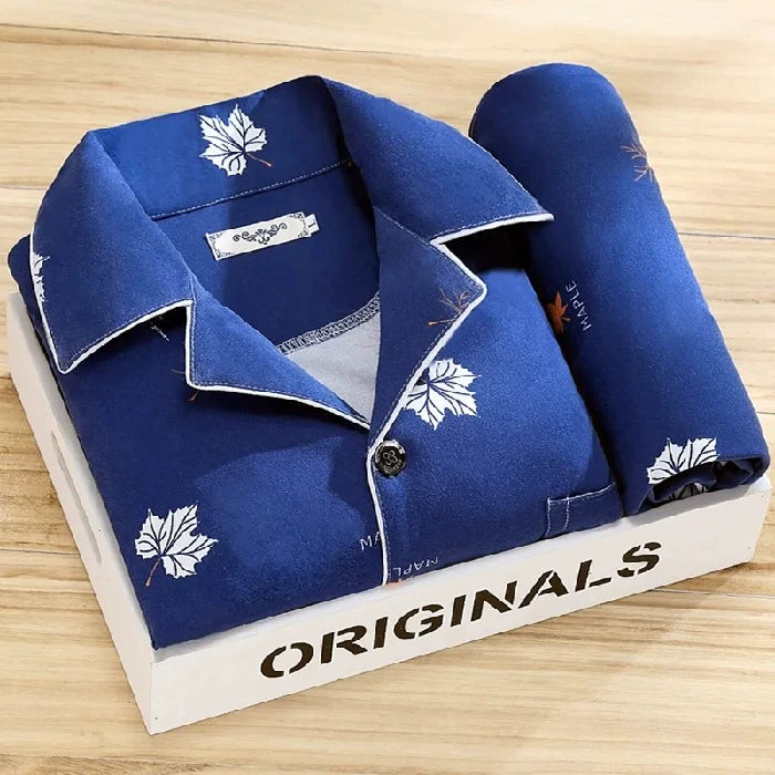 Men's Pajamas Sleepwear Long Sleeves Pants Two-piece Set Pure Cotton