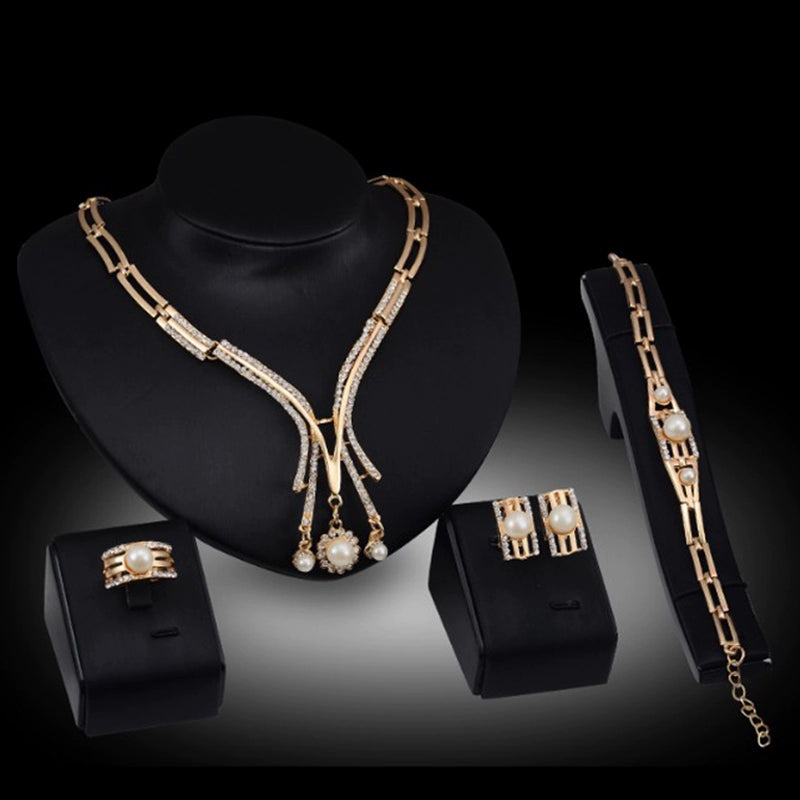 Fashion Inlaid Jewel Rhinestone Clavicle Chain Women's Banquet Earrings