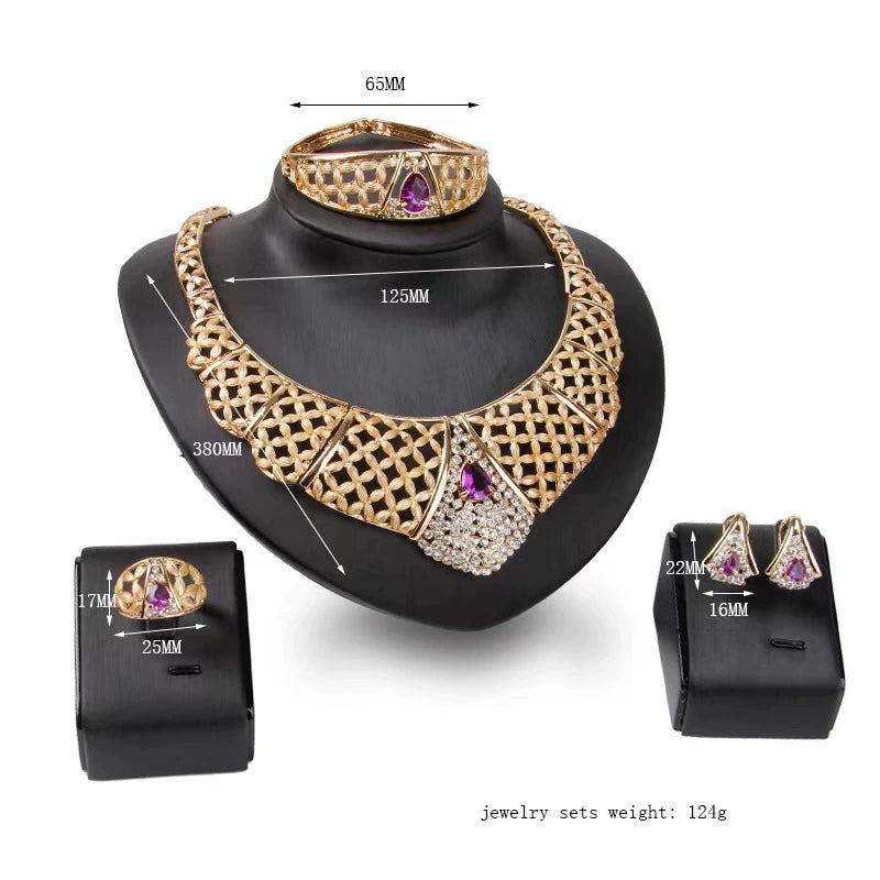 Fashion Inlaid Jewel Rhinestone Clavicle Chain Women's Banquet Earrings
