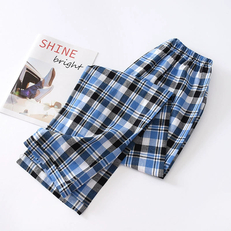 Men Pure Cotton Spring and Summer Pajama Pants