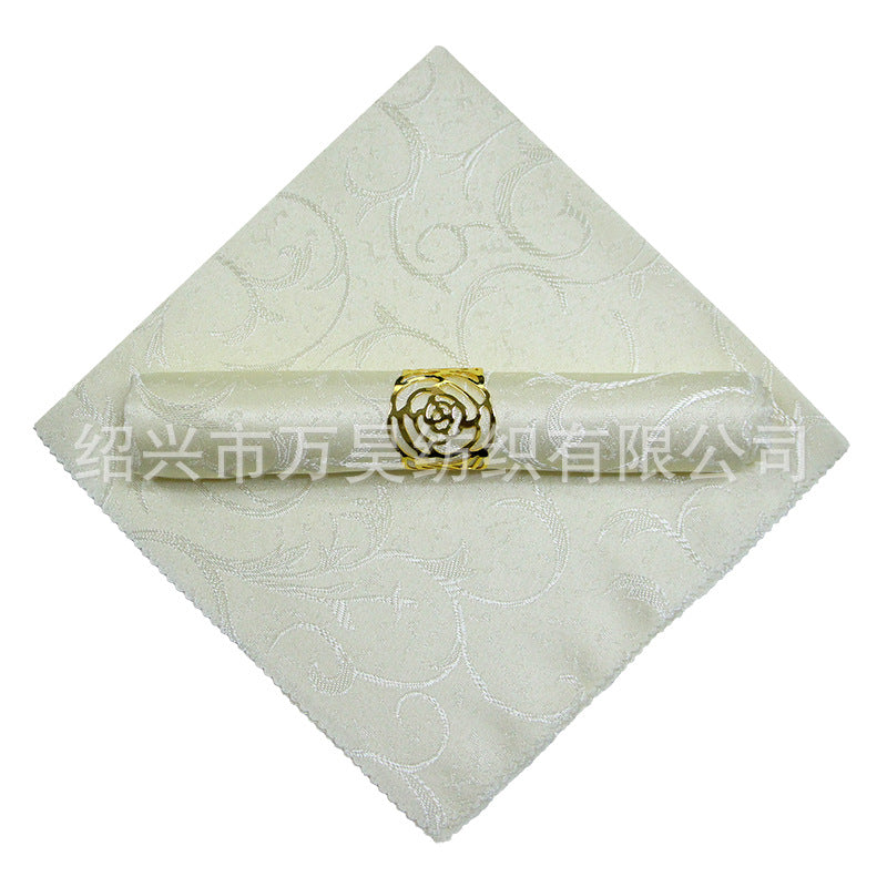 10-Piece High-End Jacquard Napkin Cloth and Rings Home Restaurant Banquet Napkin Cloth 48 * 48cm