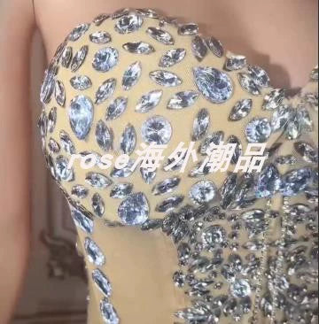 Shiny Crystal Luxury Women's Mini Dress Skirt Tube Elegant Evening Party