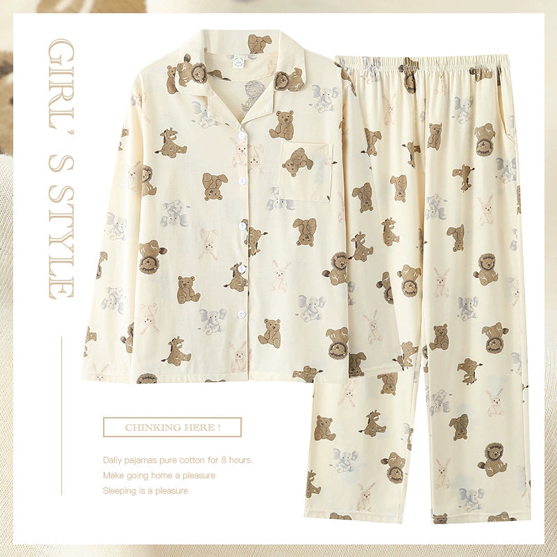 Pure Cotton Thin Plaid Unisex Pajamas for Men and Women Spring and Autumn Long Sleeves Plus Size Outerwear