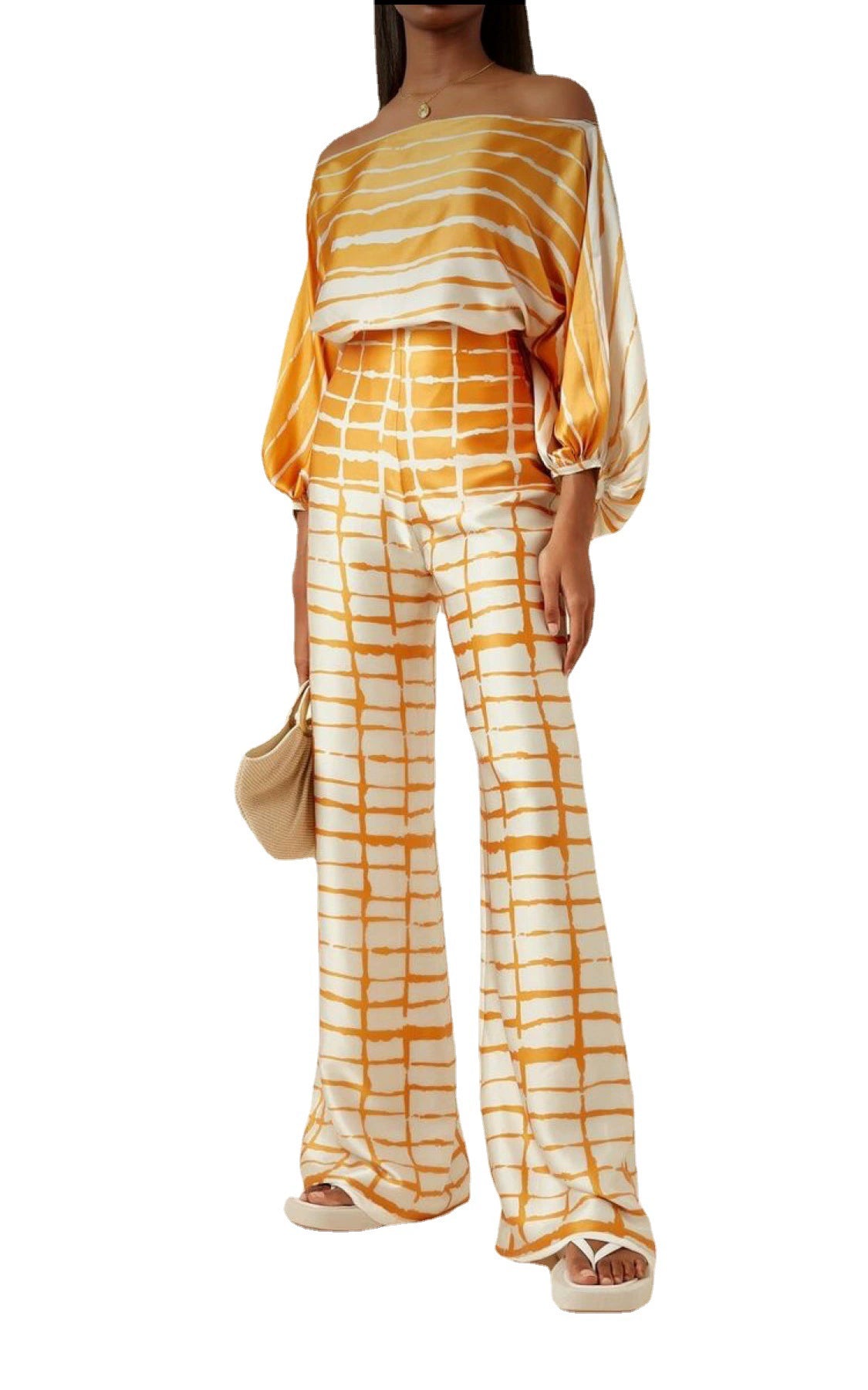 Women's Loose and Irregular off-Neck Wide Leg Pants