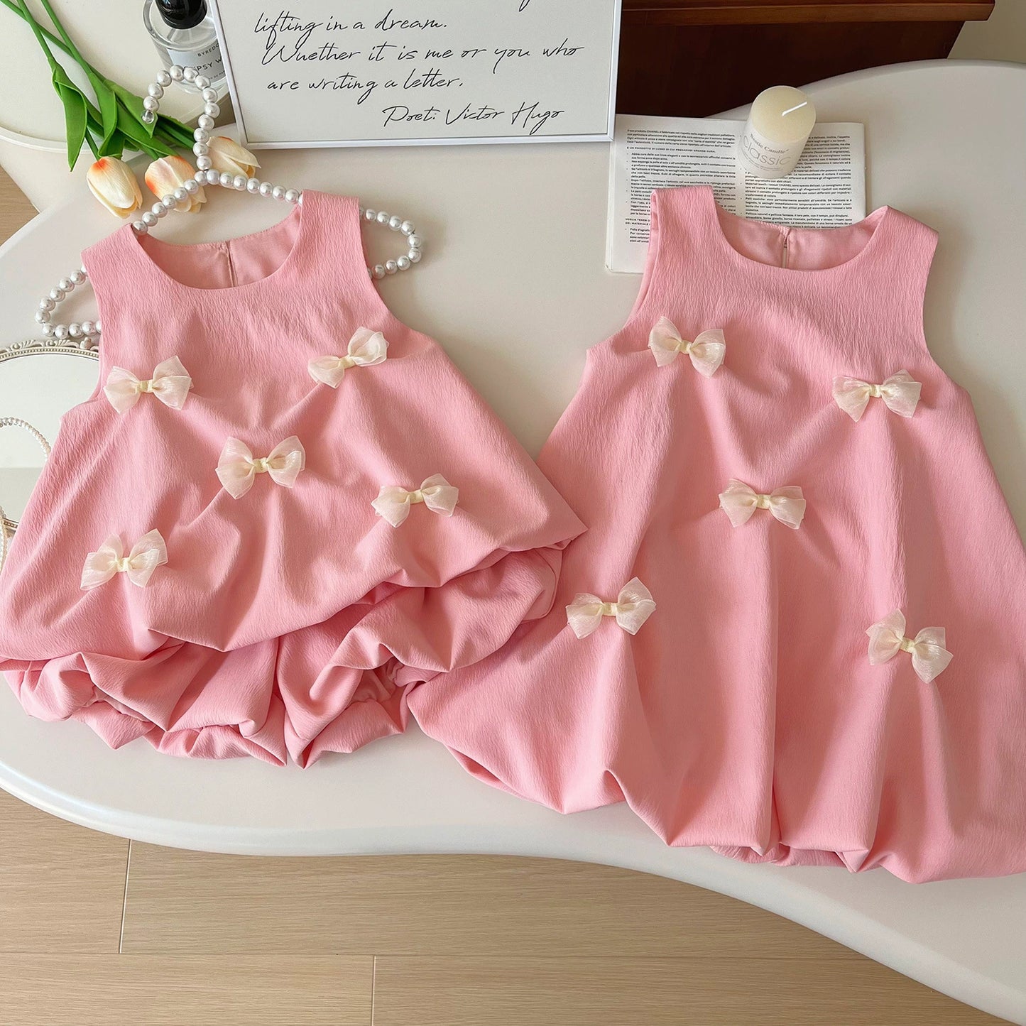 Summer K-style Sleeveless Vest Dress Baby Bows