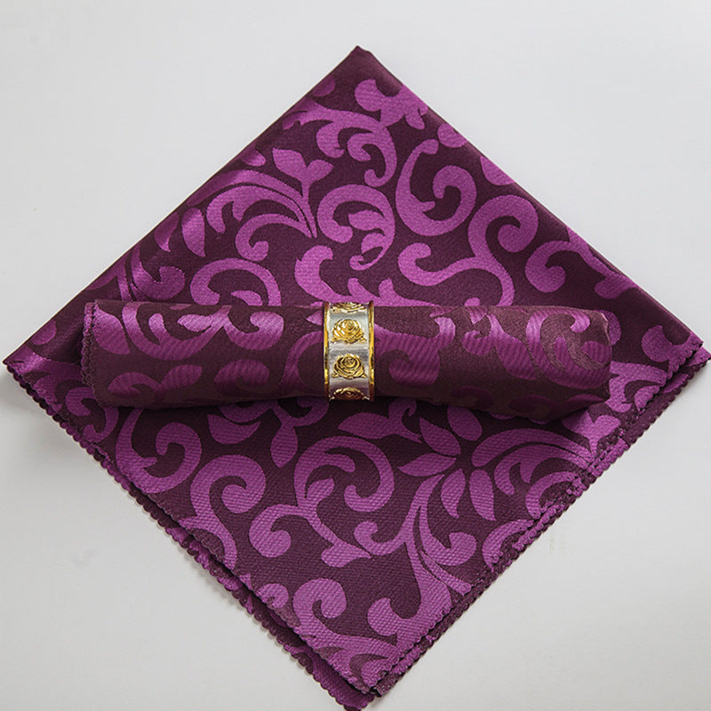 10-Piece High-End Jacquard Napkin Cloth and Rings Home Restaurant Banquet Napkin Cloth 48 * 48cm