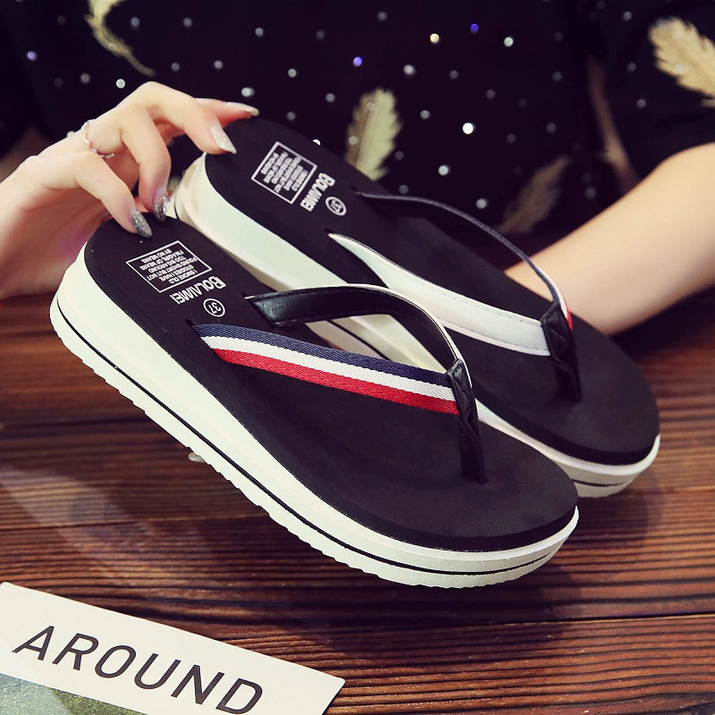 Outdoors Waterproof Beach Wedge Flip-Flops Thick Bottom