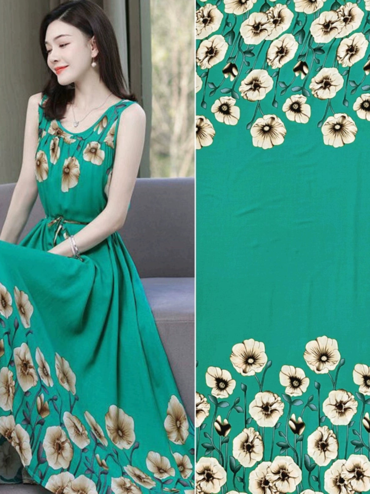 Silk Synthetic Cotton Rayon Cloth Mulberry Summer Loungewear Pajamas Dress