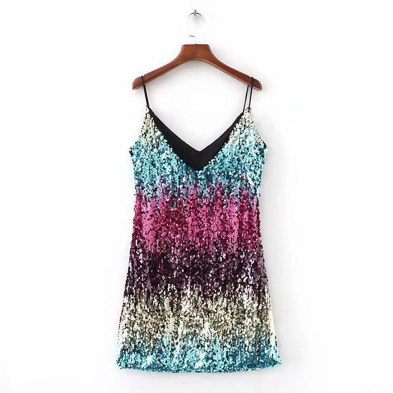 Women Summer Sexy Tie-Dye Stitching Print Dress