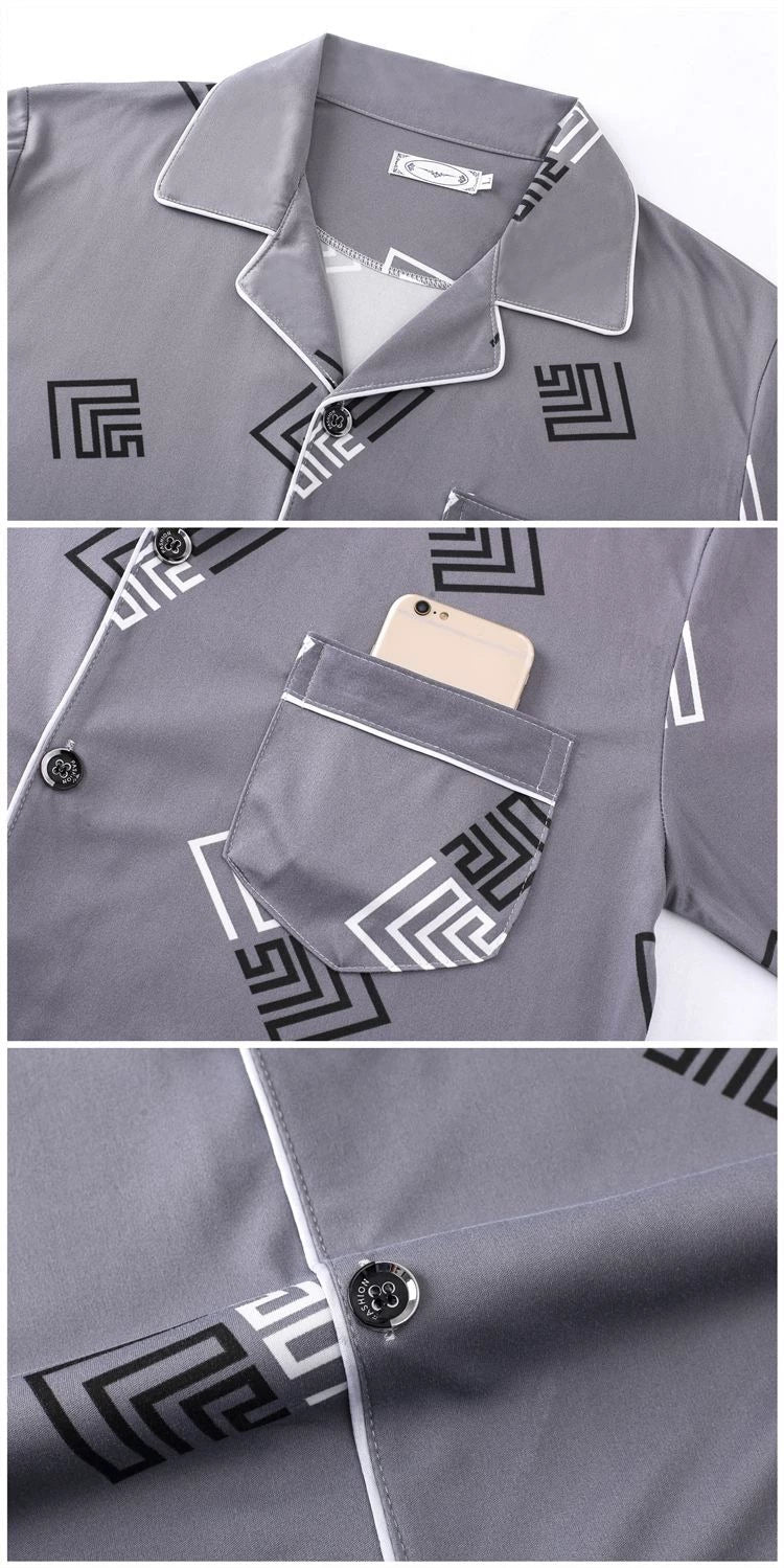 Men's Pajamas Cotton Long sleeve Trousers Two-piece Set