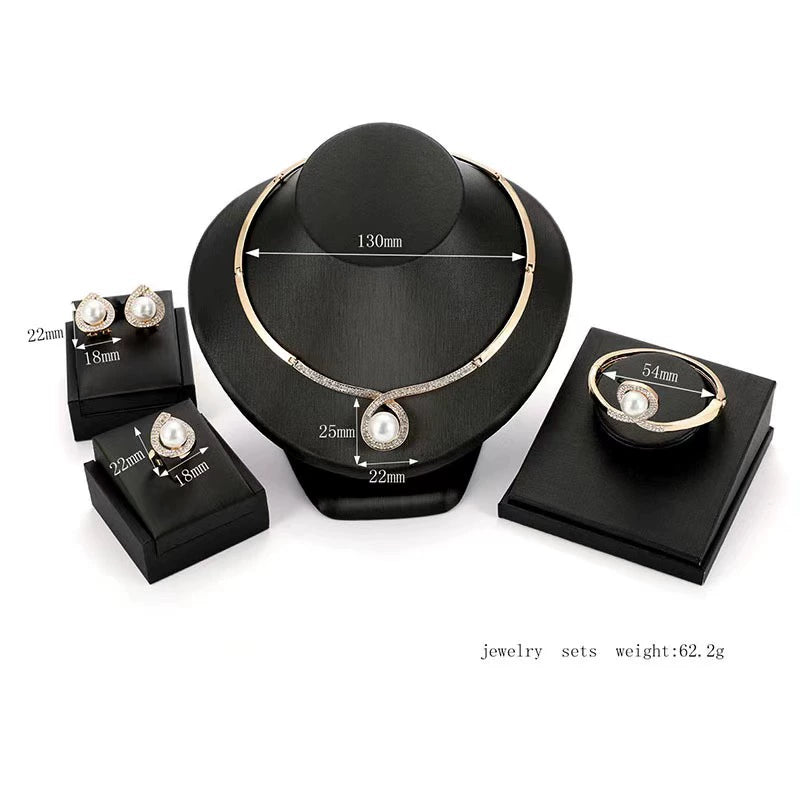 Fashion Inlaid Jewel Rhinestone Clavicle Chain Women's Banquet Earrings