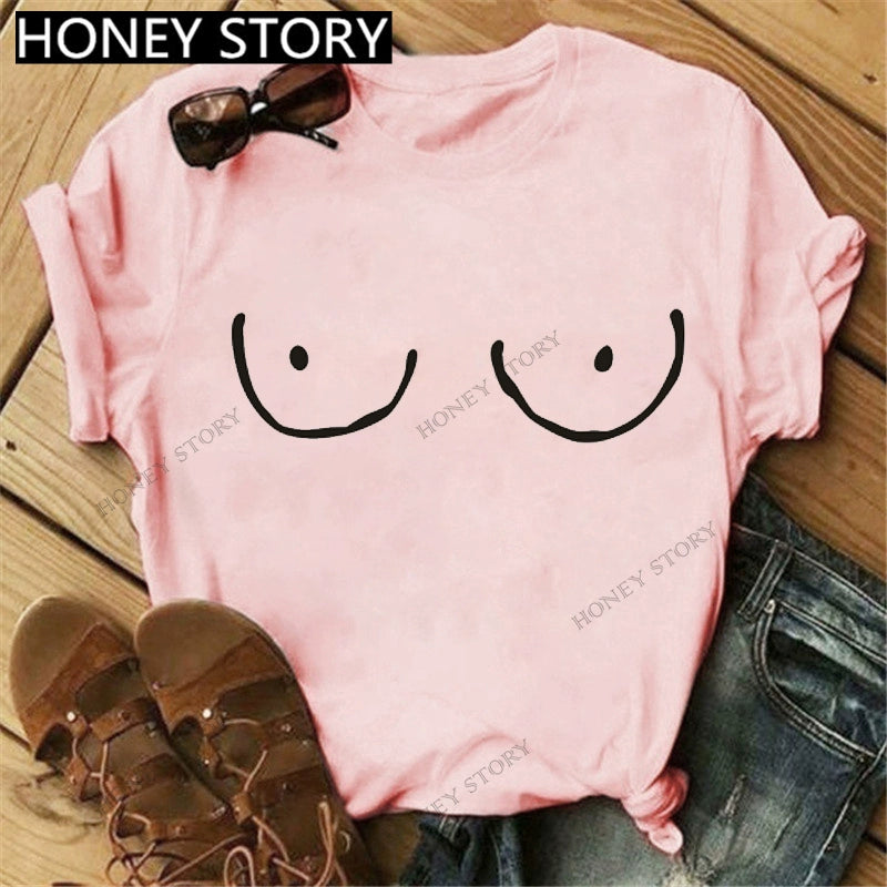 Short Sleeve T-Shirts Round Neck Cartoon Printing Comfortable