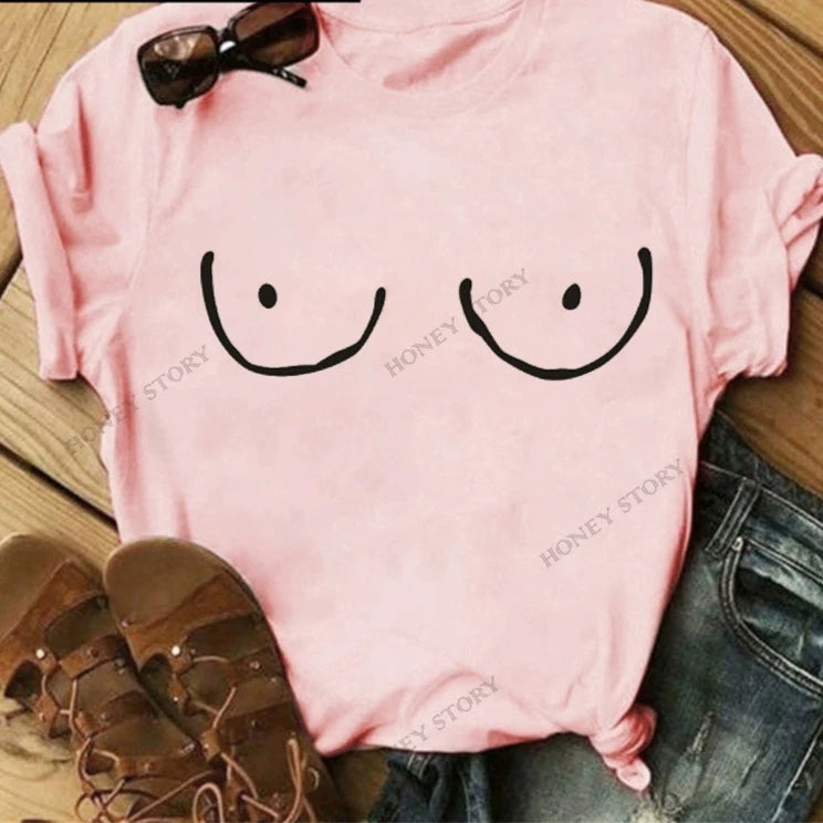 T-Shirts Short Sleeves Round Neck Cartoon Printing Comfortable