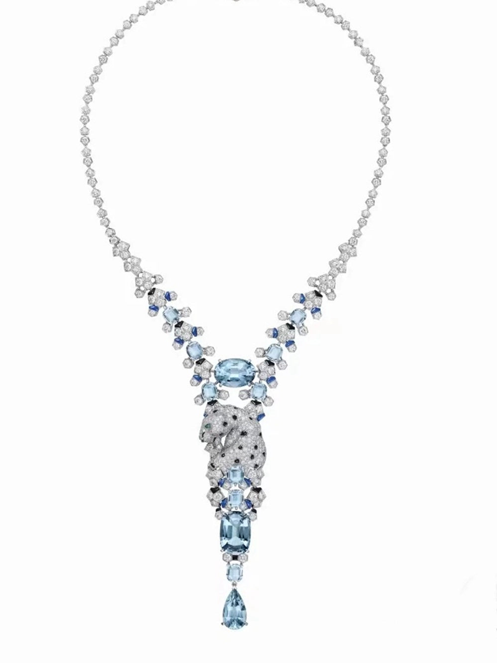 Jewelry Classy Elegant Luxury Zircon Necklace Earrings Leopard Head