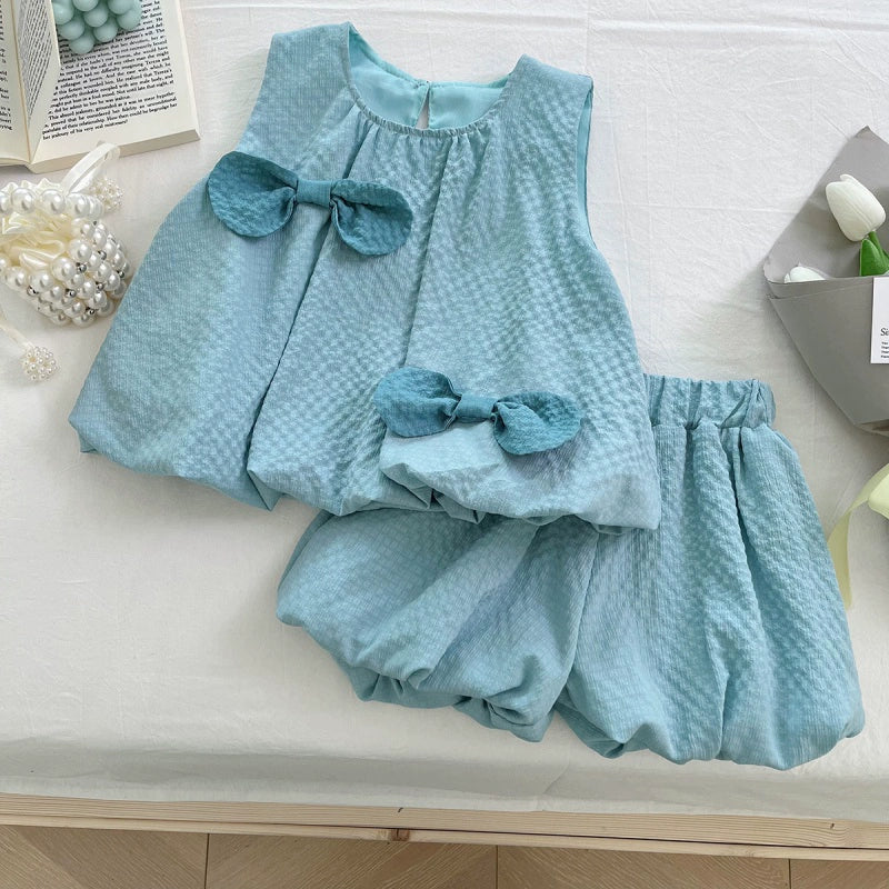 Summer K-style Sleeveless Vest Dress Baby Bows