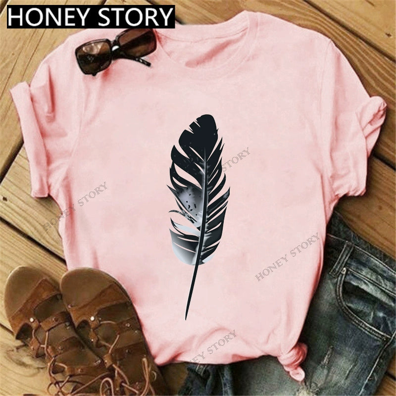 T-Shirts Short Sleeves Round Neck Cartoon Printing Comfortable