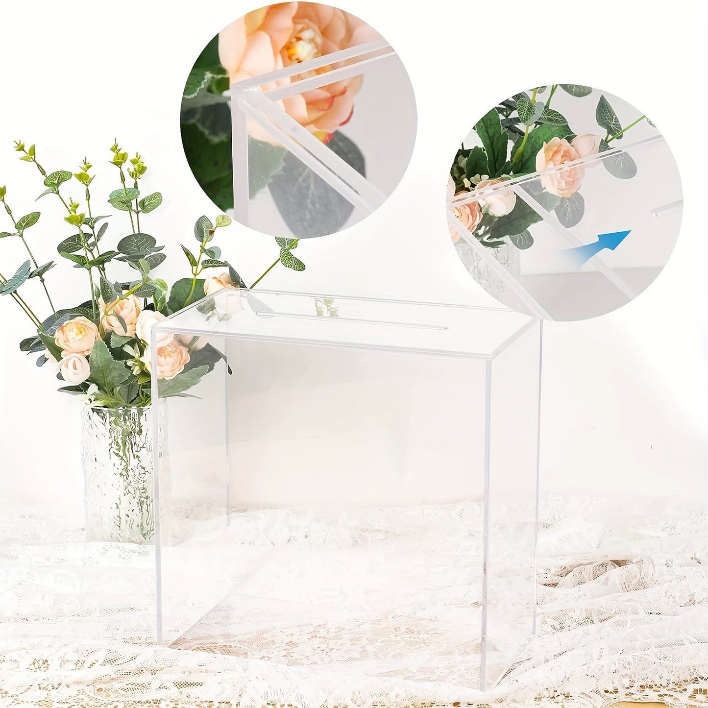 Frosted Transparent Acrylic Wedding Cassette Money Box Decorative Box Wedding Gift Box