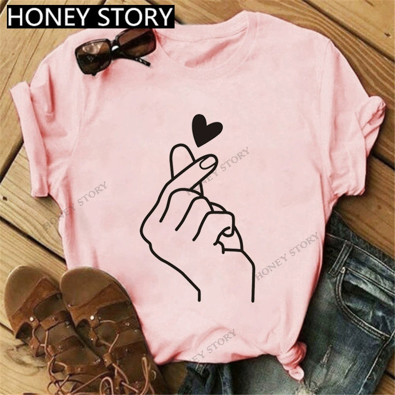Short Sleeve T-Shirts Round Neck Cartoon Printing Comfortable