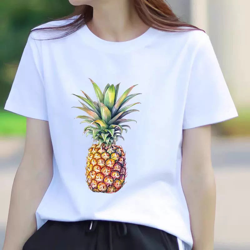Butterfly Flower Summer Short Sleeve T-shirts Casual Thin Print