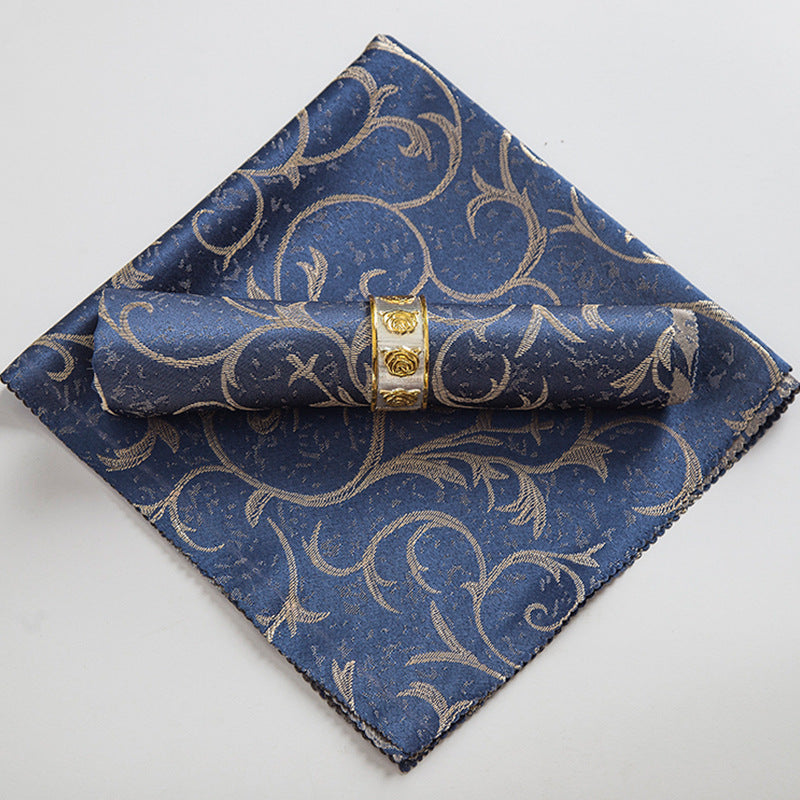 10-Piece High-End Jacquard Napkin Cloth and Rings Home Restaurant Banquet Napkin Cloth 48 * 48cm