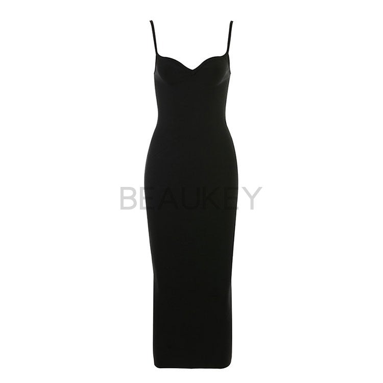 European and American Sexy Strappy Low-Cut Stretch Tight Dress