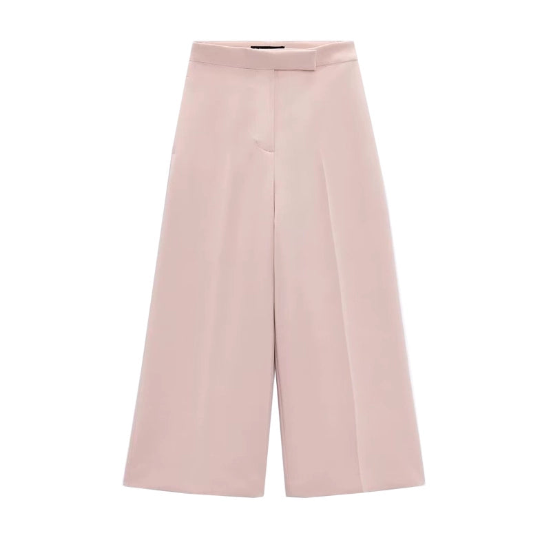 Spring High Waist Loose Pants Pants and Sleeveless V Neck Short Vest