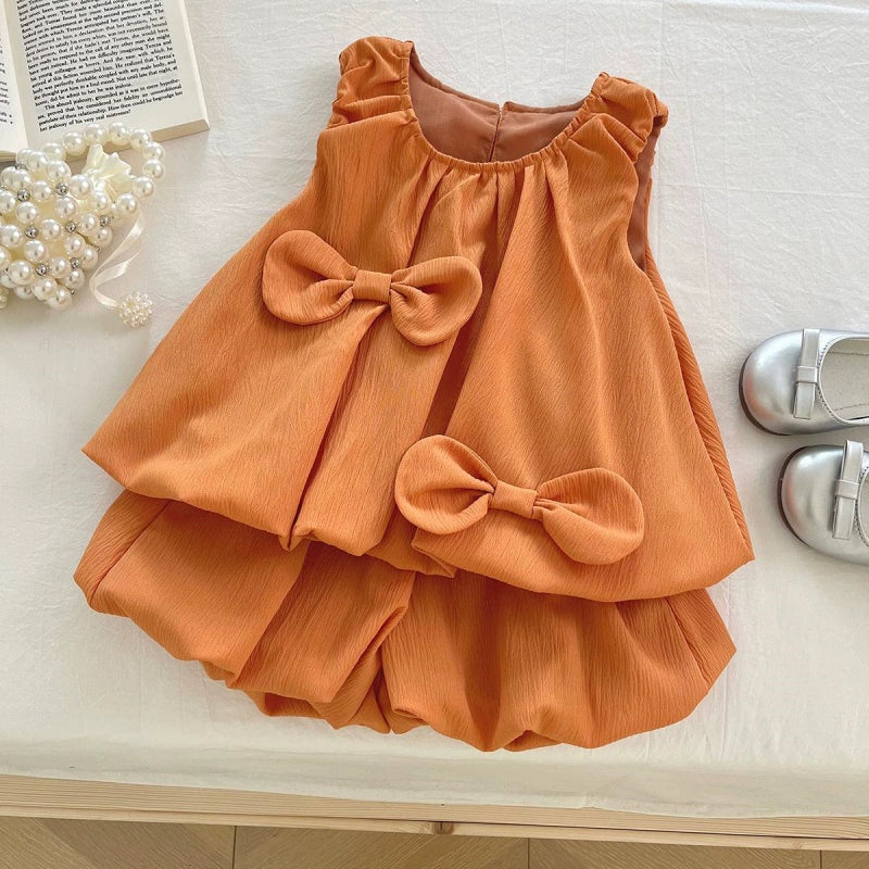 Summer K-style Sleeveless Vest Dress Baby Bows