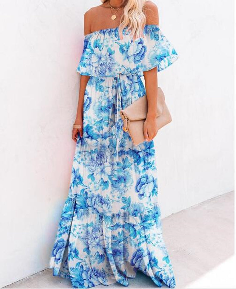 Women Summer Sexy Tie-Dye Stitching Print Dress